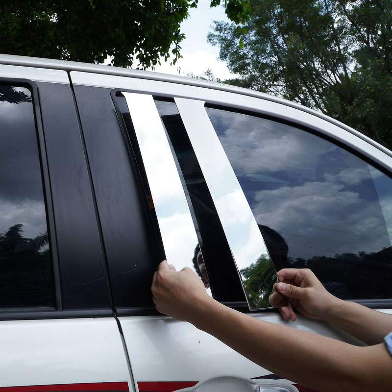 For Toyota Hilux Car Mirror Effect Car Window Pillar Cover Trim
