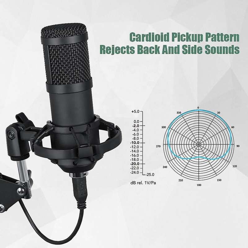 Usb Microphone, 192khz Studio Cardioid Condenser Mic, for Recording