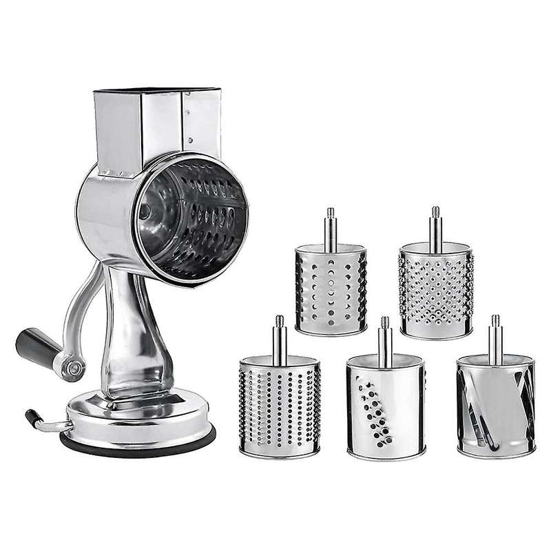 Stainless Steel Cheese Grater, Rotary Chopper, Shredder 5 Blades