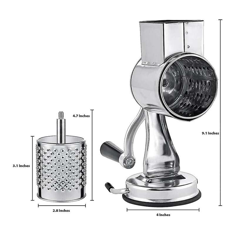 Stainless Steel Cheese Grater, Rotary Chopper, Shredder 5 Blades