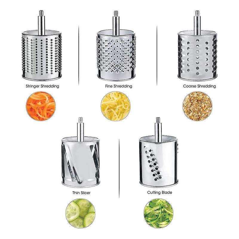 Stainless Steel Cheese Grater, Rotary Chopper, Shredder 5 Blades