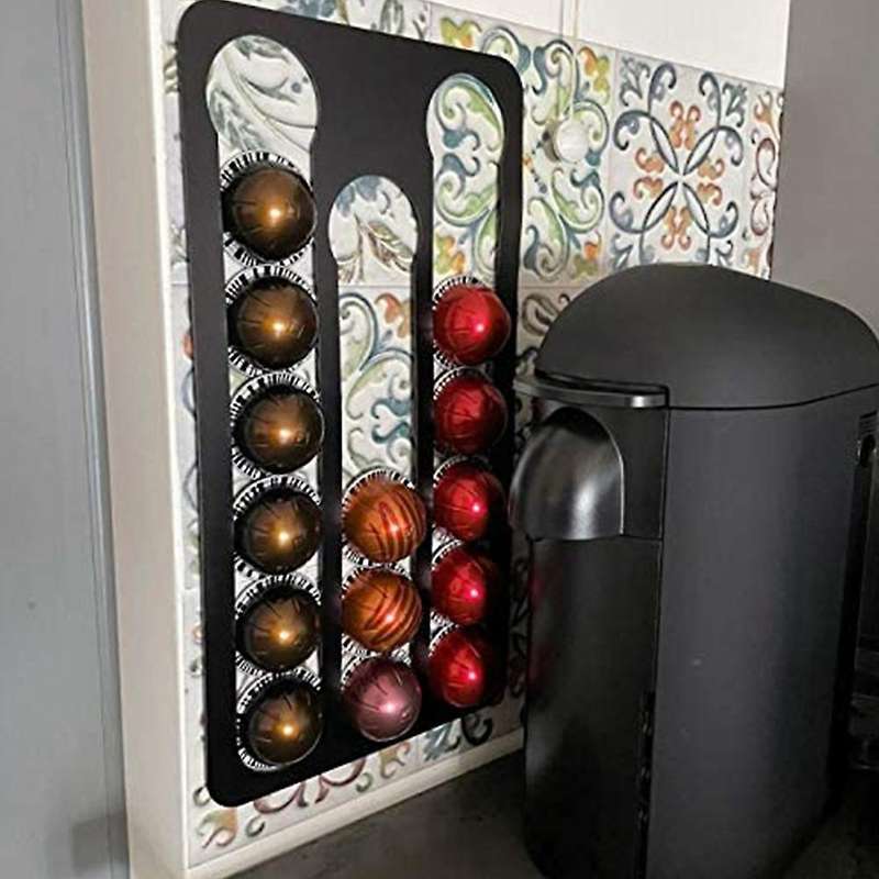 2x Coffee Pod Holder for Nespresso Vertuo Capsules, Capacity:17,black