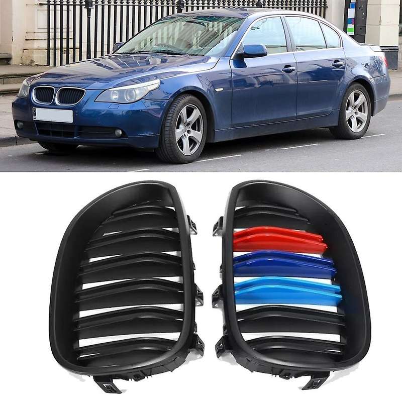 Gloss Black Front Hood Kidney Double Line Grill For-bmw E60 E61 04-09