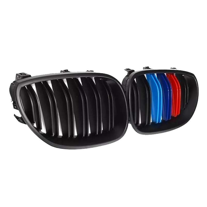 Gloss Black Front Hood Kidney Double Line Grill For-bmw E60 E61 04-09