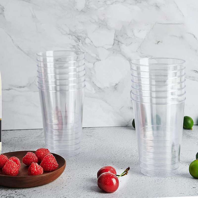 100 Pack Clear Plastic Cups 10 Oz Reusable Clear Hard Plastic Cups