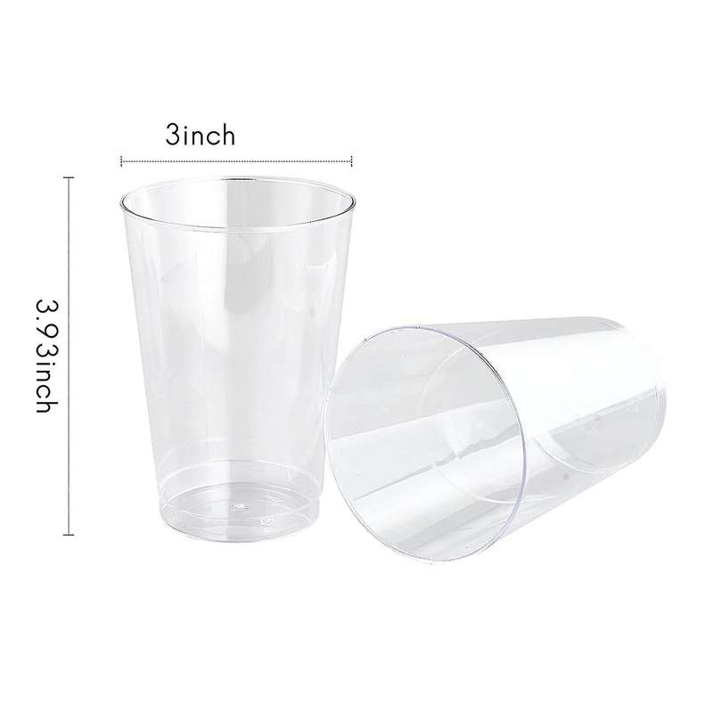 100 Pack Clear Plastic Cups 10 Oz Reusable Clear Hard Plastic Cups