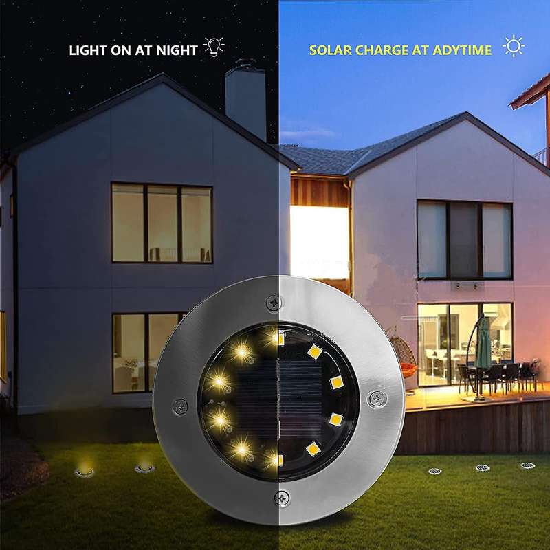 Solar Ground Lights 8 Led Solar Lights Outdoor Waterproof Solar