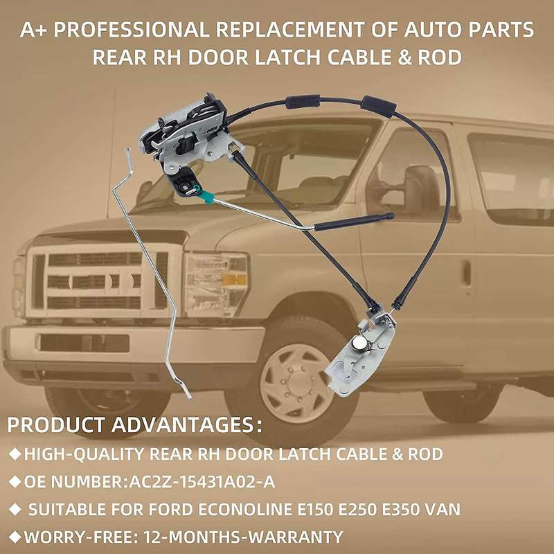 Rear Right Door Lock Latch Cable & Rod for Ford Econoline E150 E250