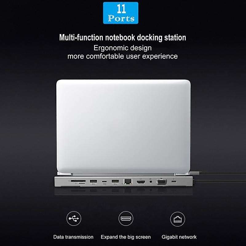 11 In 1 Usb Type C Hub Adapter Laptop Docking Station Hdmi Rj45 Pd