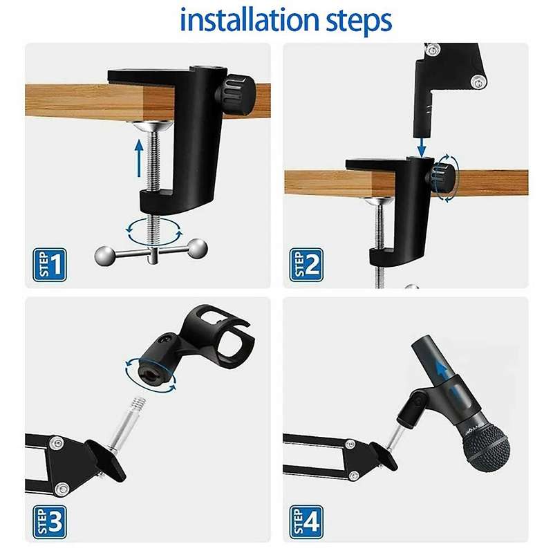 Adjustable Mic Desk Mount Stand for Live Streaming Recording Game