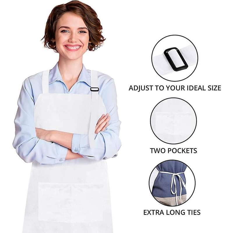 10 Pack Adjustable Bib Apron Waterdrop Resistant with 2 Pockets