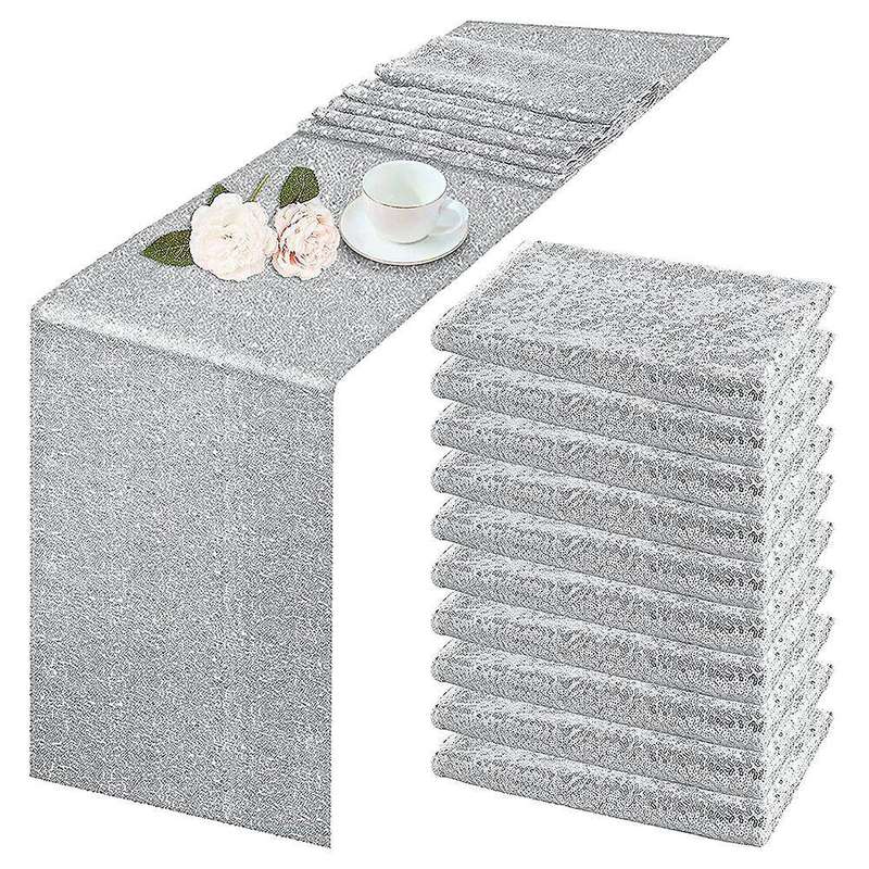 10pcs Silver Table Runner 12inch X 71inch for Wedding Birthday Decor