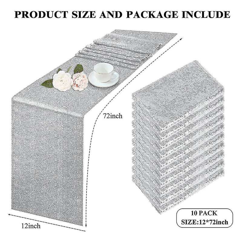 10pcs Silver Table Runner 12inch X 71inch for Wedding Birthday Decor