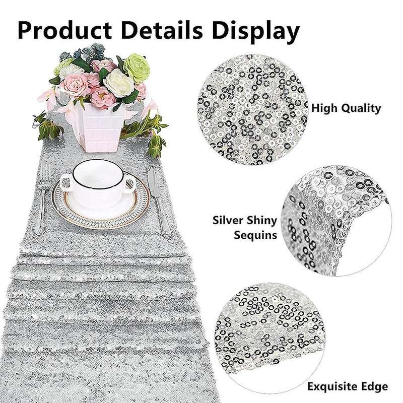 10pcs Silver Table Runner 12inch X 71inch for Wedding Birthday Decor