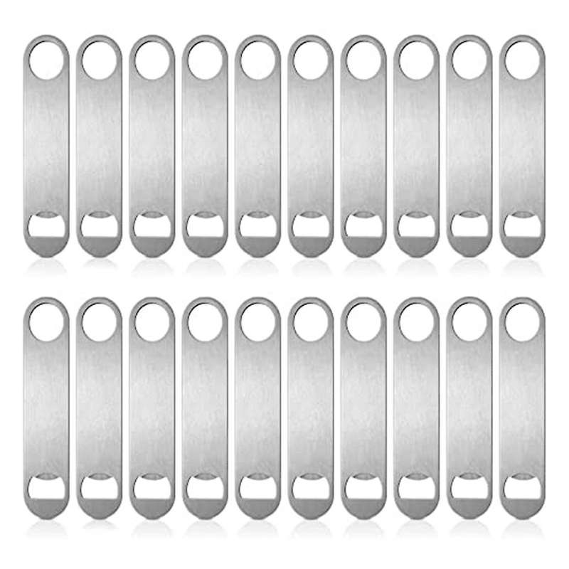 20 Pack Flat Bottle Opener Beer Cap Bottle Opener Bar Blade, Silver