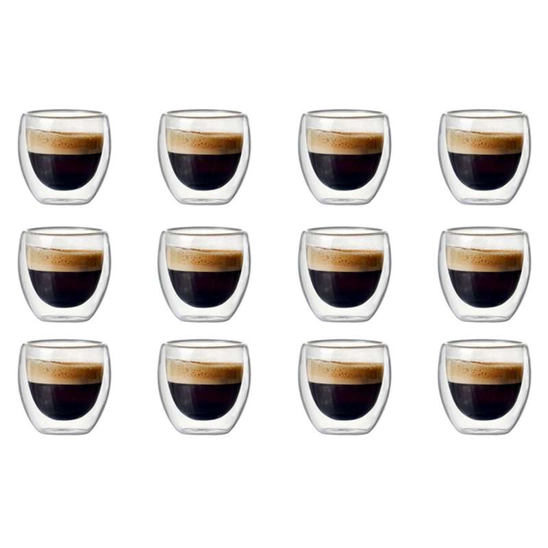 6pcs 80ml Double-layer Glass Coffee Cup Set for Drinking Tea,drinking