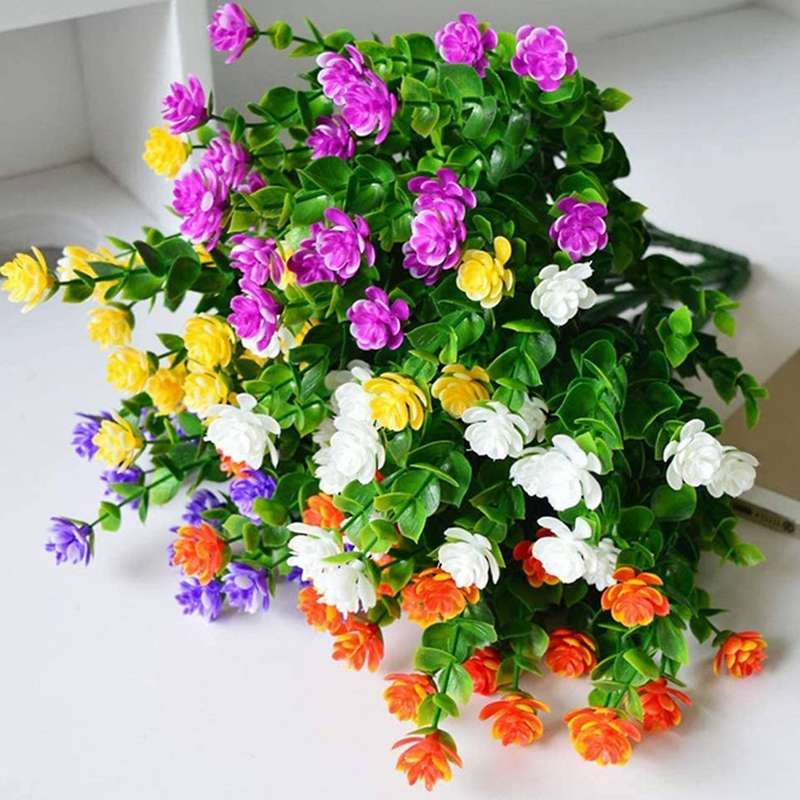 30 Bundles Artificial Flowers Faux Uv Resistant for Vase Hanging