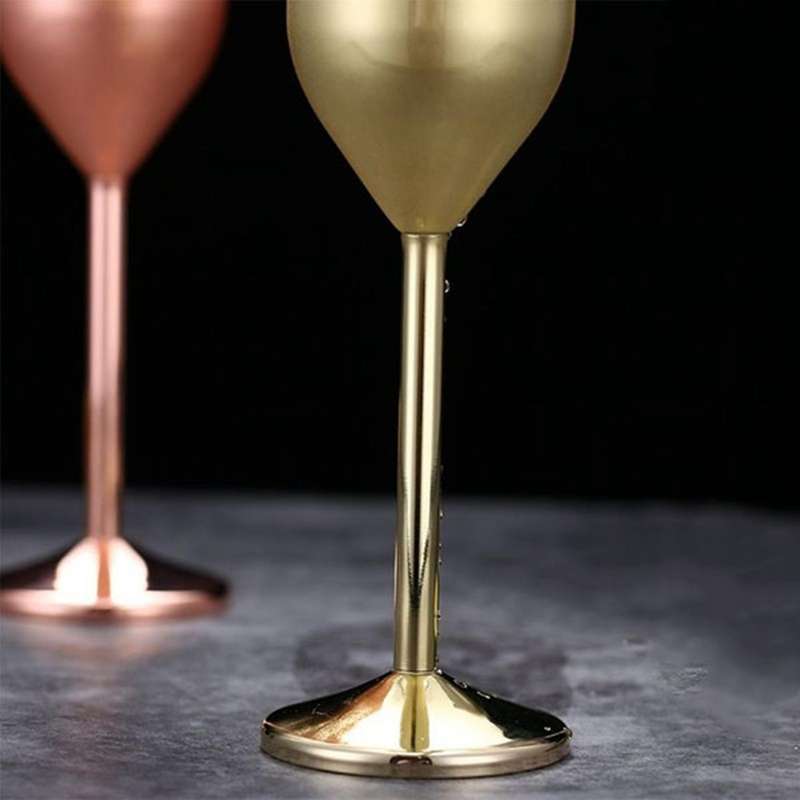 Stainless Steel Champagne Goblet Whiskey Cup,gold + Copper,2 Pack