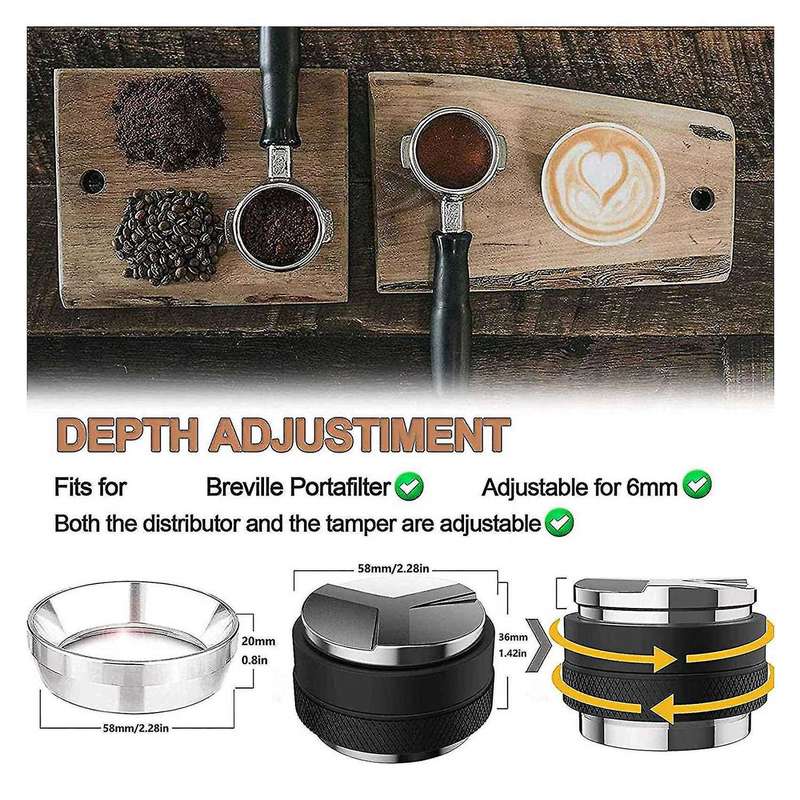 58mm Tamper and Coffee Distributor, for 58mm Breville Portafilter