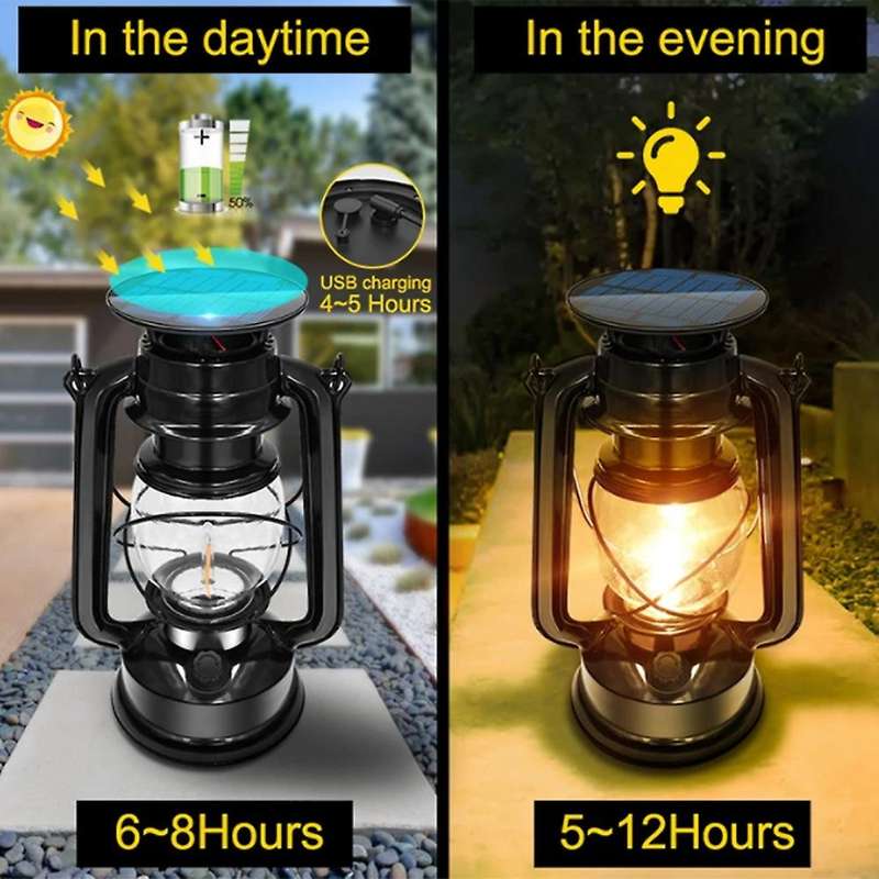 Led Vintage Usb Charging Solar Light for Garden Yard Camping Hiking