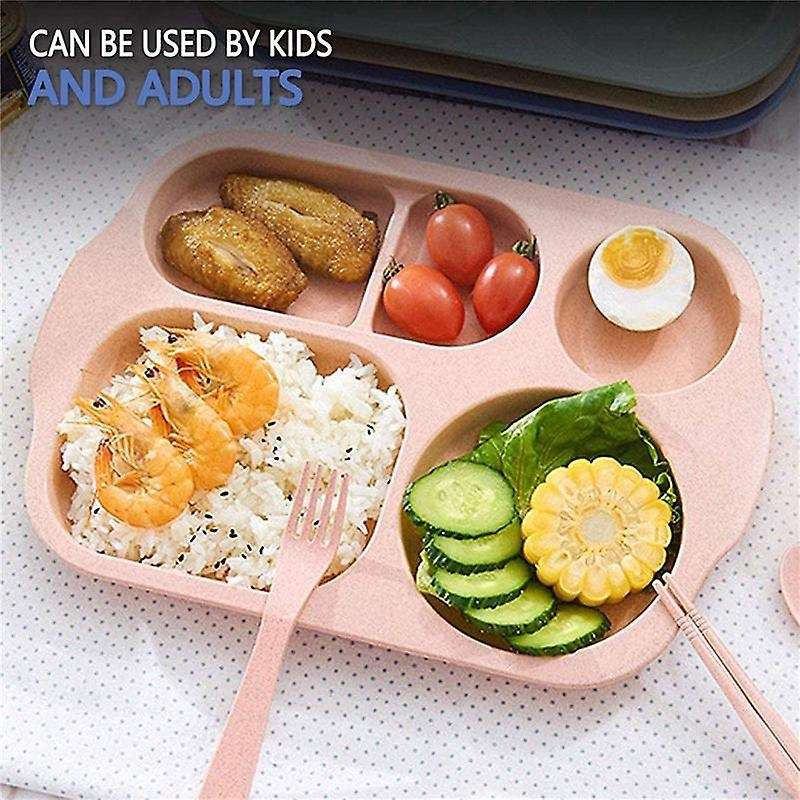 Dinner Plate Set Of 8 Split Plates 5 Compartments Plastic Plate