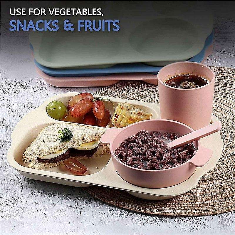 Dinner Plate Set Of 8 Split Plates 5 Compartments Plastic Plate