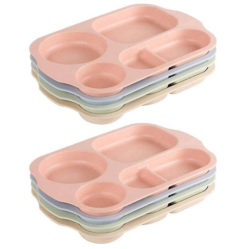 Dinner Plate Set Of 8 Split Plates 5 Compartments Plastic Plate