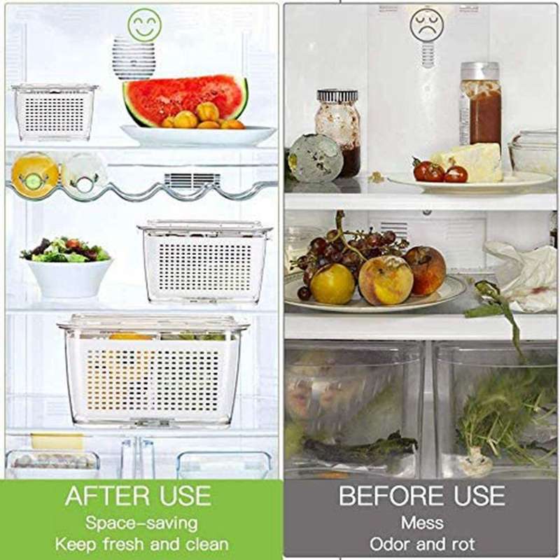 3-piece Fresh-keeping Container, Vegetable Storage Container