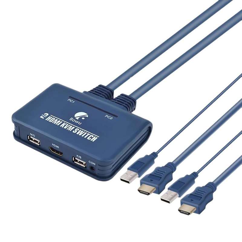 2 Port Usb Hdmi-compatible Kvm Switch for Dual Monitor Switch