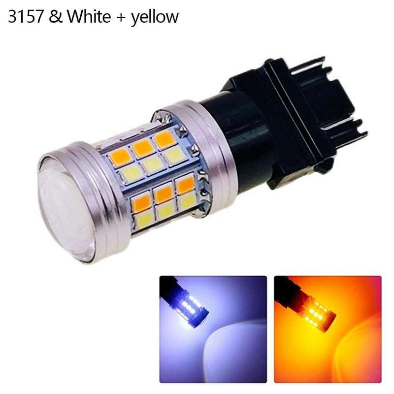 10pcs Led Bulb Dual Color Light T25 3157 P27/7w Turn Signal Lamp