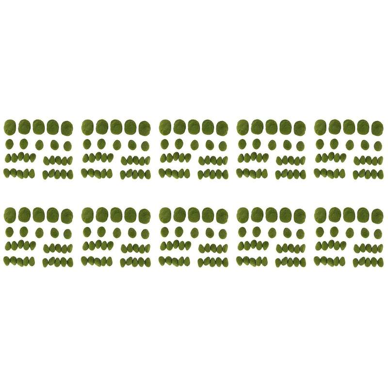 300pcs 3 Size Artificial Moss Rocks Decorative, Green Moss Balls