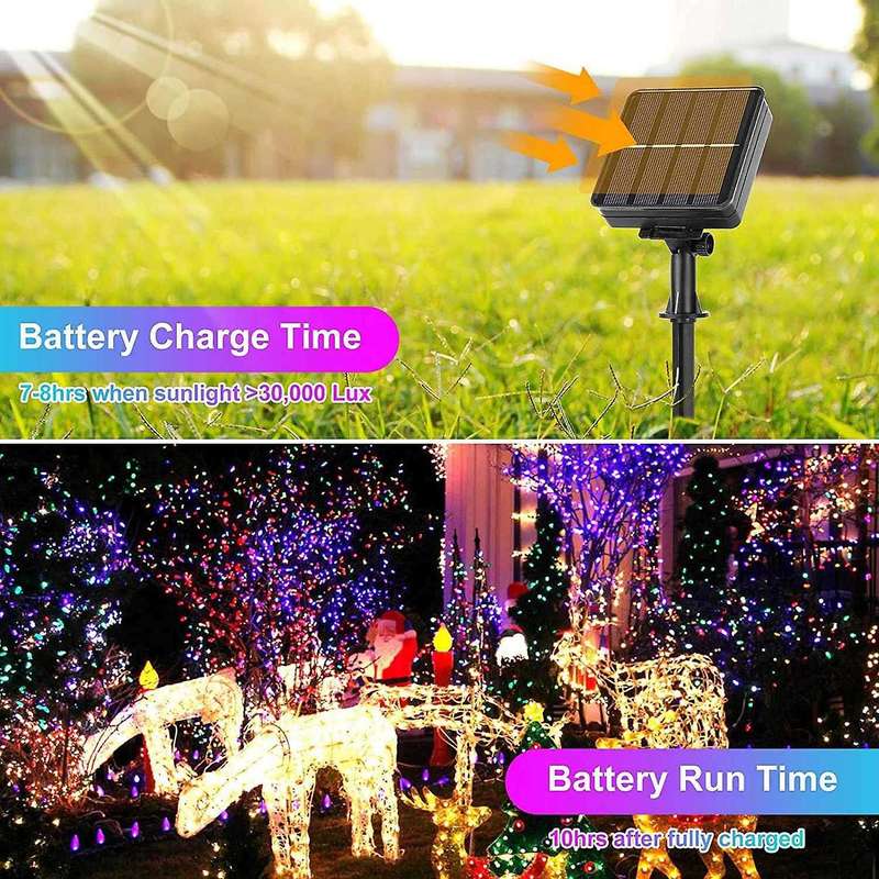Solar String Lights 200 Led 4 Pack for Home Christmas Decoration A