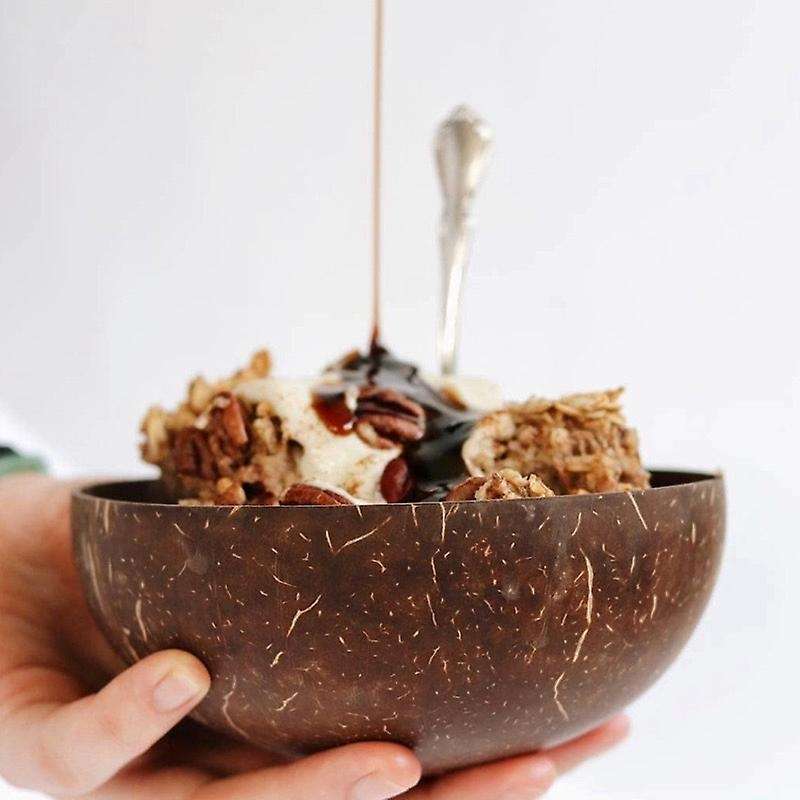 12-15cm Coconut Bowl Dinner Set Wood Spoon Salad Mixing Ramen Bowl