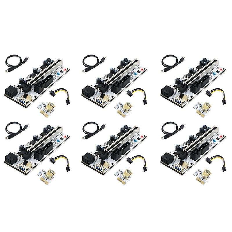 6pcs Ver 010-x Pcie Riser 1x to 16x Graphic Extension with Flash Led