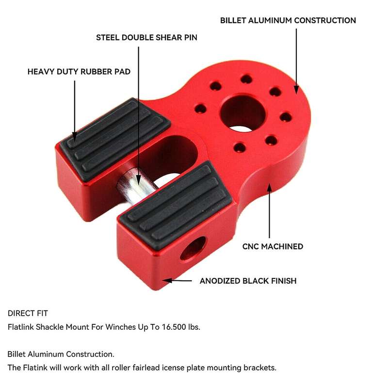 Aluminum Flatlink Winch Shackle Mount Assembly for Tow Haul Truck
