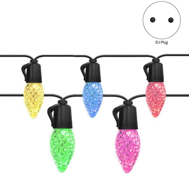 15m Patio Lights with 20 Colorful Led Bulbs, with Remote Eu Plug