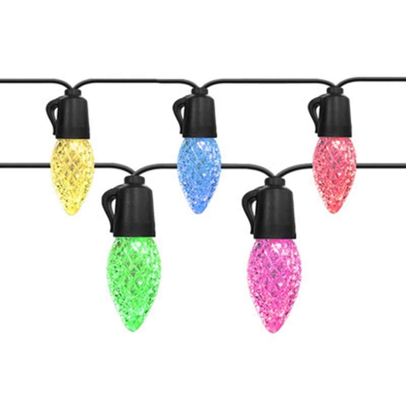 15m Patio Lights with 20 Colorful Led Bulbs, with Remote Eu Plug
