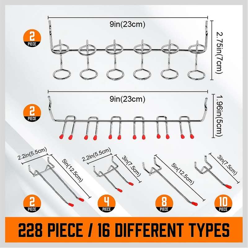 228pcs Hanging Plate Hook Classification Suit Garage Storage Shelf