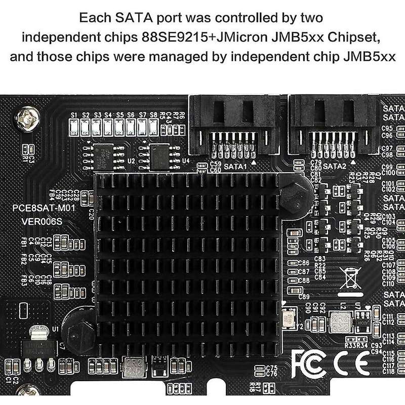 Pcie to Sata Card with 8 Sata Cables Low Profile Bracket Adapter
