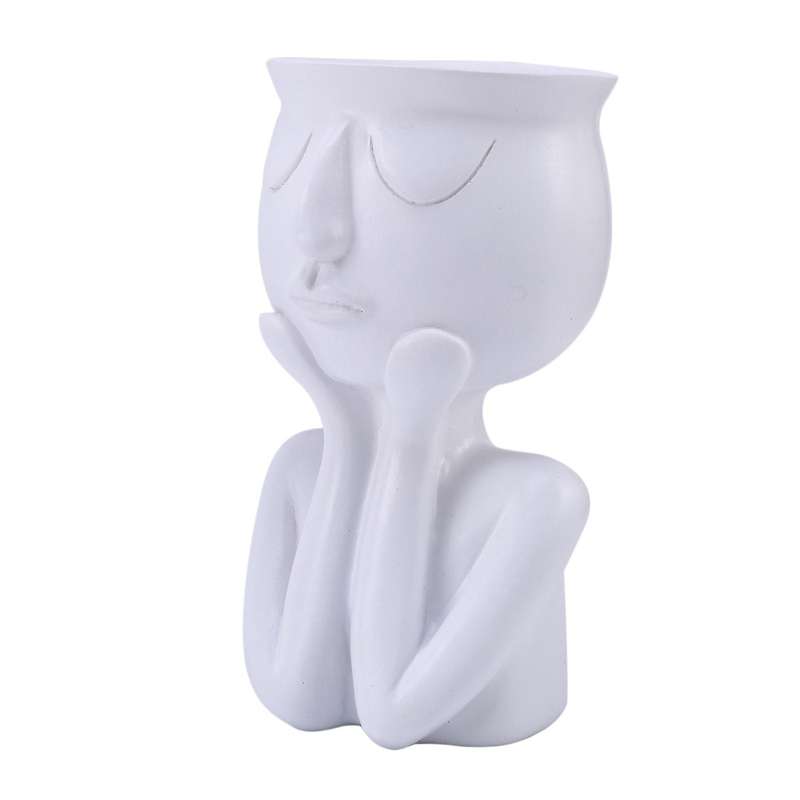 2 Pc Character Portrait Flower Pot Resin Succulent Plant Desktop Vase