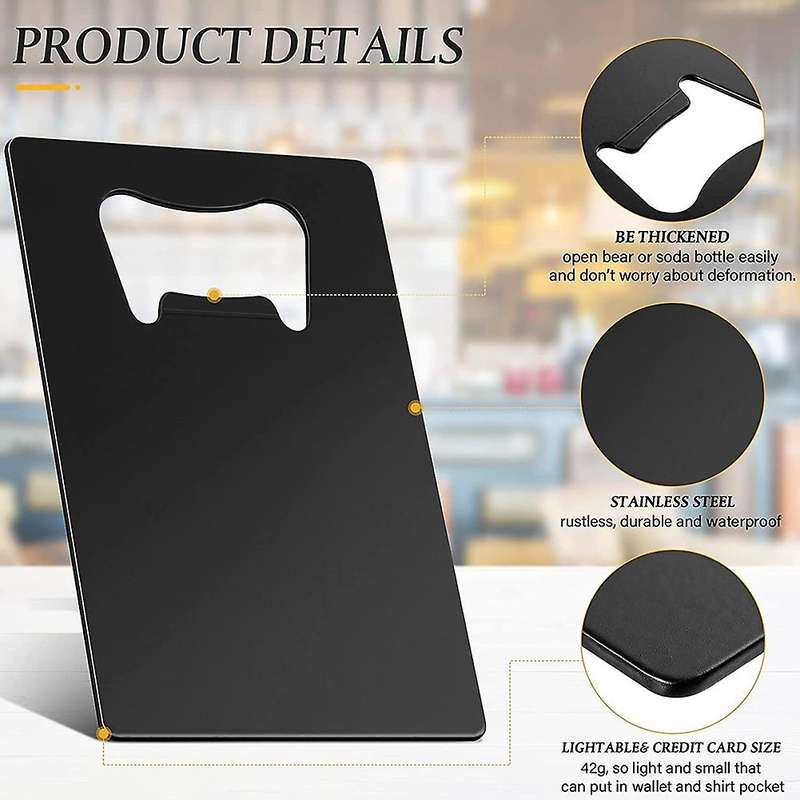 40 Pieces Credit Card Bottle Opener Stainless Steel Opener (black)