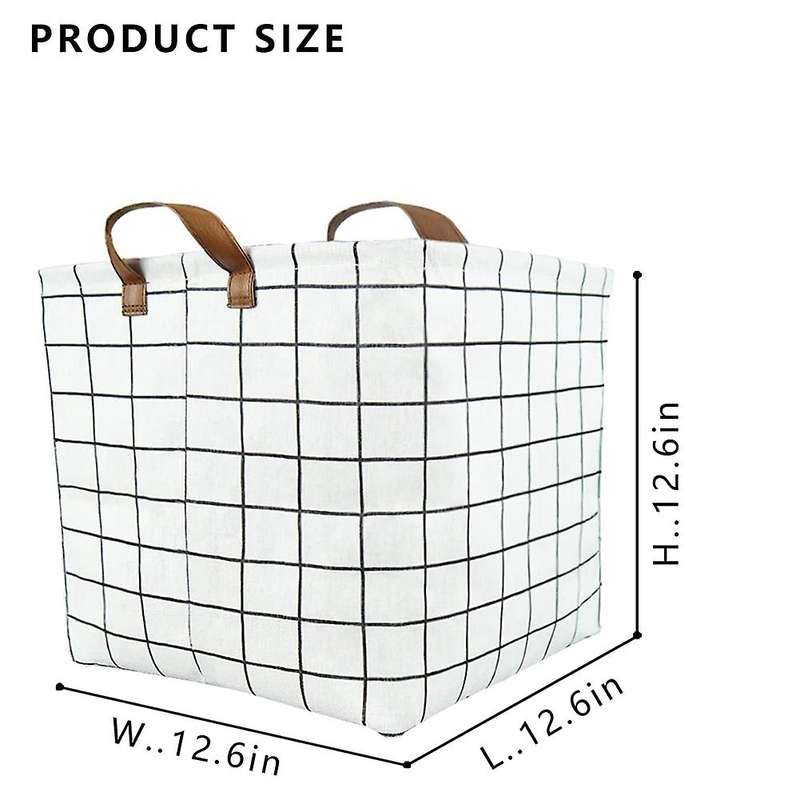 2pcs Laundry Basket Dirty Clothes Folding Storage Basket(white Grid)