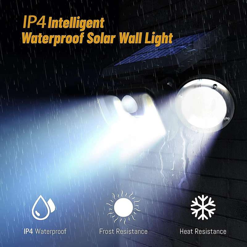 Solar Flood 3 Heads Security Lights for Garden Patio Garage Yard 2pcs