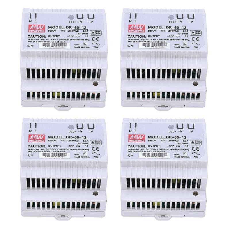 4x Din Rail Power Supply 60w 12v Ac Dc Converter Power Supply 12v 60w