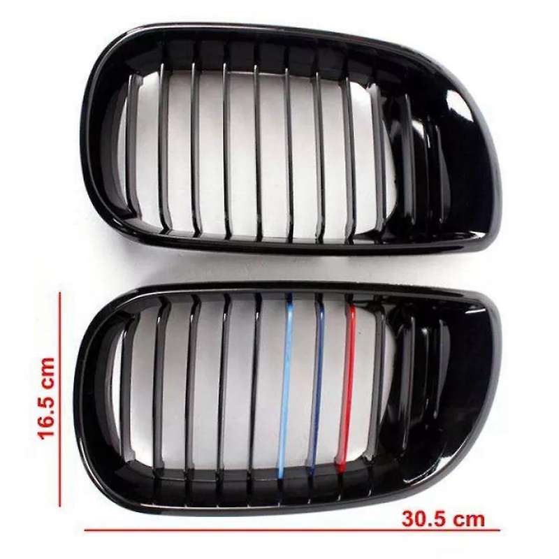 Glossy Black Front Hood Kidney Grill Mesh For-bmw E46 4d 2002-2004