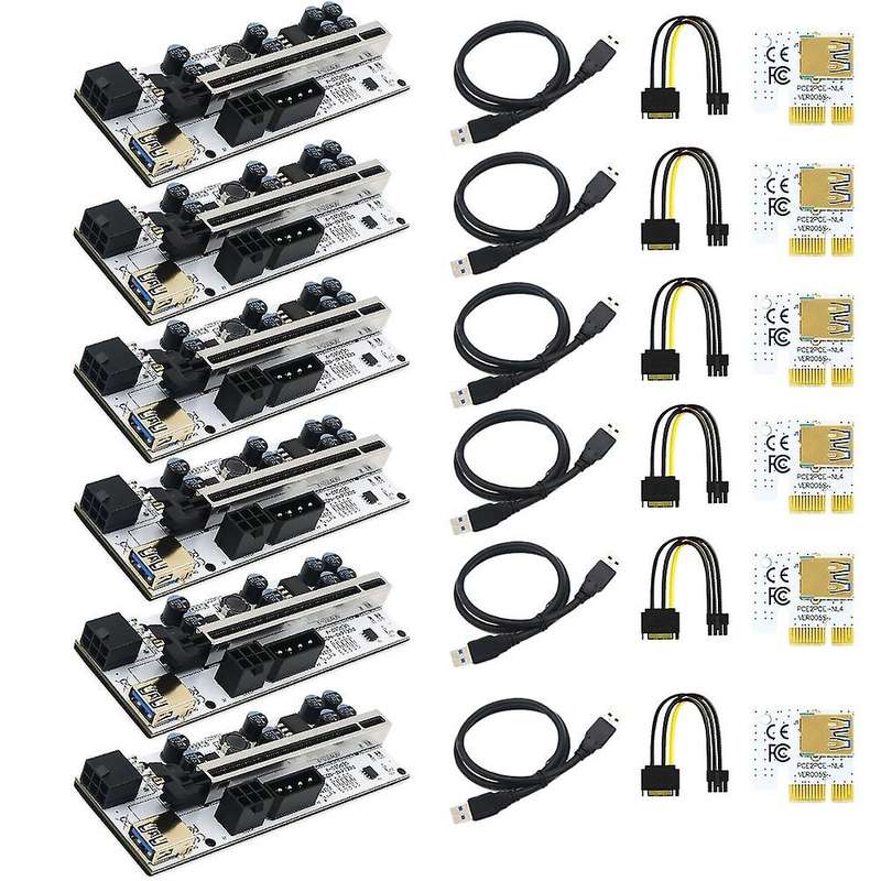 New Version 010-x Pcie Riser with Led for Gpu Btc Mining(6 Pcs)