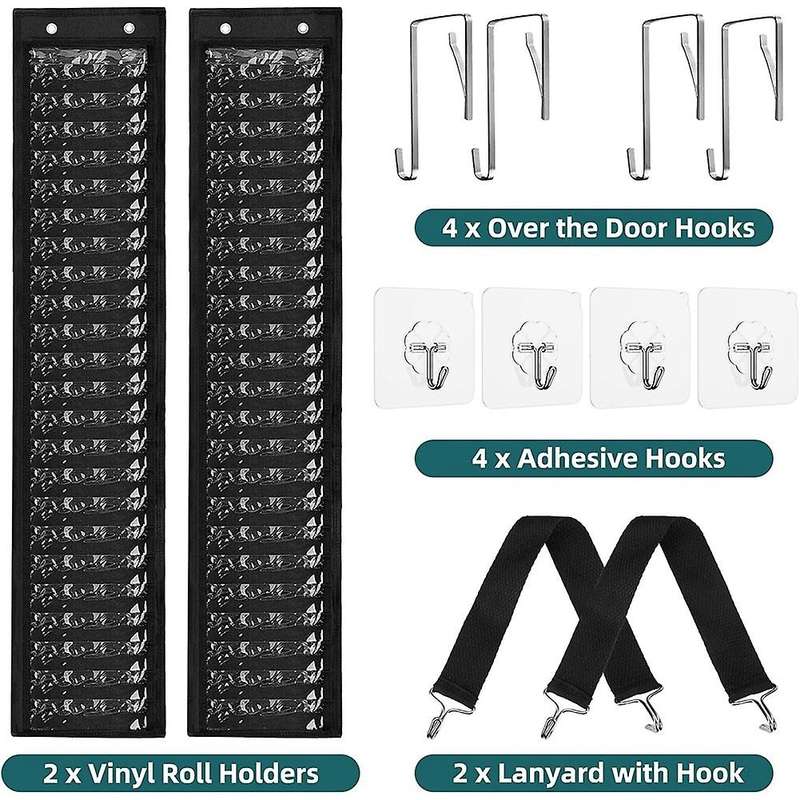 2 Packs Vinyl Storage Organizer with 48 Compartments