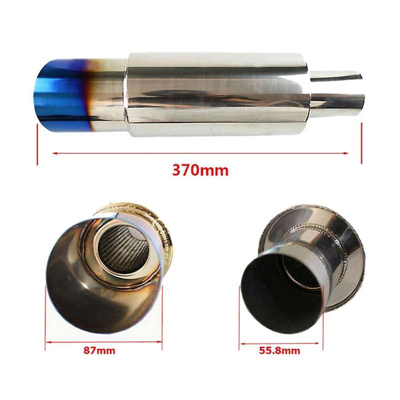 Car Universal Stainless Steel Rear Exhaust Pipe Muffler 370mm Blue