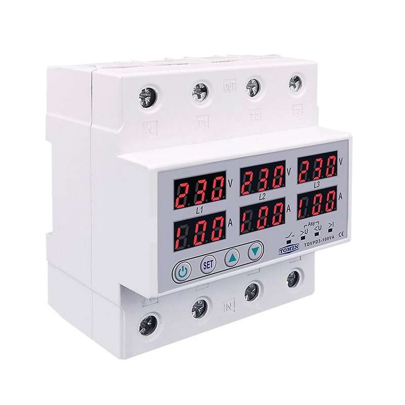 Din Rail 3 Phase Voltage Relay 380v Voltmeter Ammeter Relays 100a