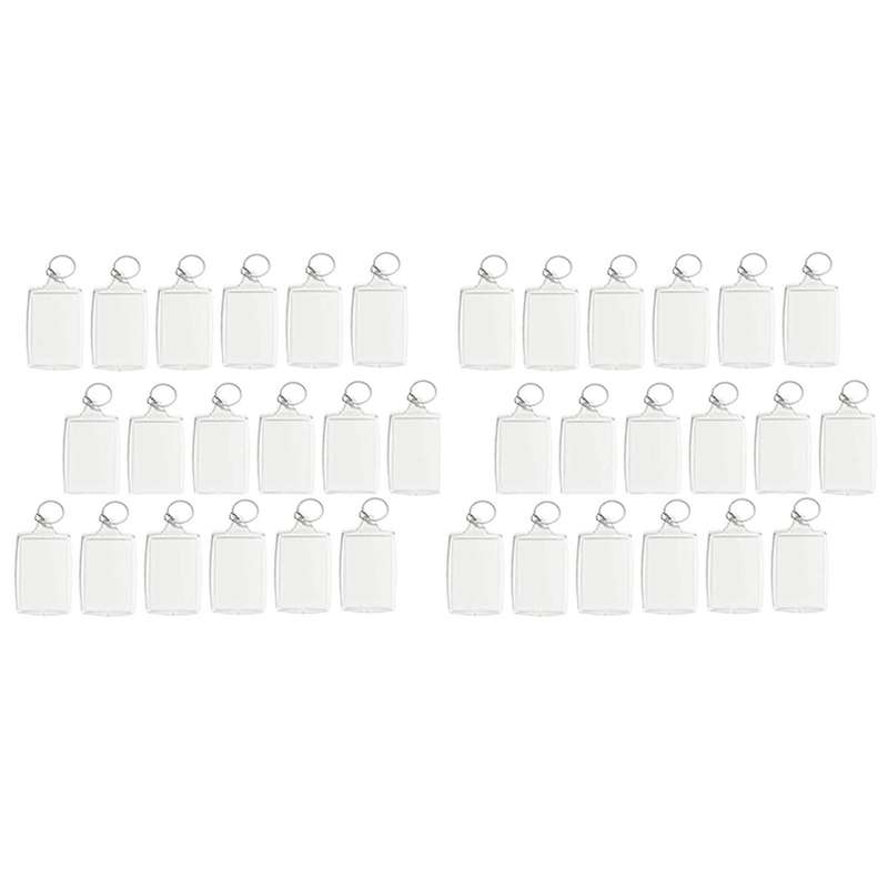 100pcs Photo Keychain Rectangle Insert Picture Frame Diy Split Ring